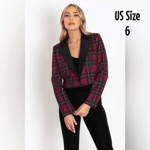 BLACKMILK TARTAN RIBBON CROPPED BLAZER!